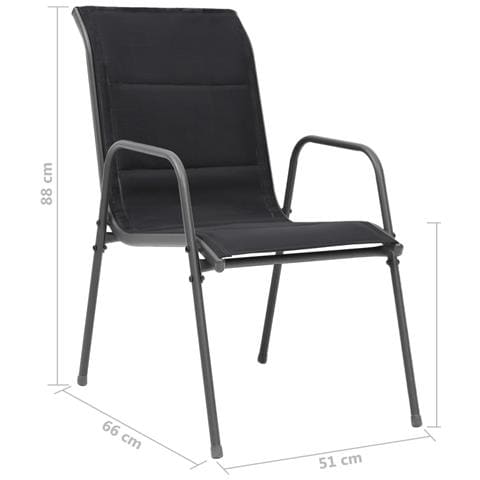 Sedie Da Giardino Impilabili 2 Pz In Acciaio E Textilene Nere - Foto 7