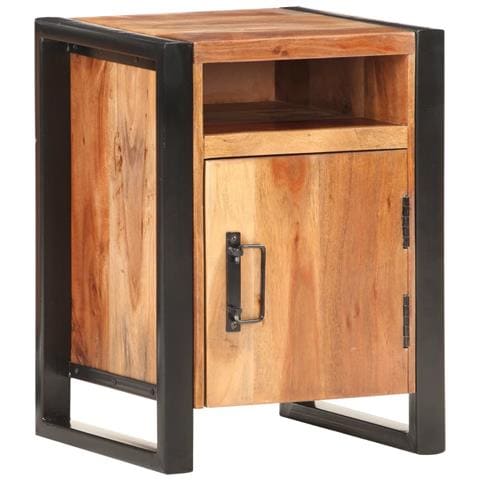 Comodino 40x35x55cm In Legno Massello Di Acacia - Foto 2