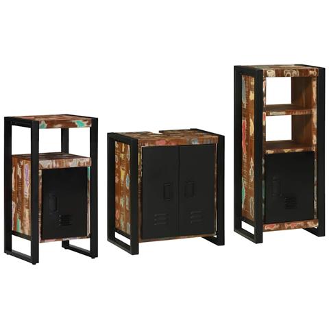 Set di mobili per il bagno 3 pcs Legno massello riciclato - Foto 1