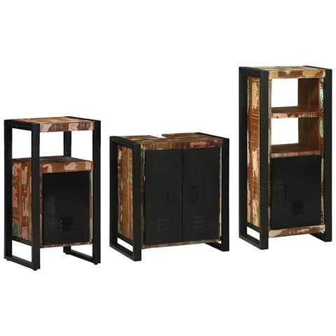 Set di mobili per il bagno 3 pcs Legno massello riciclato - Foto 2