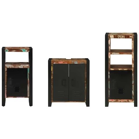 Set di mobili per il bagno 3 pcs Legno massello riciclato - Foto 9