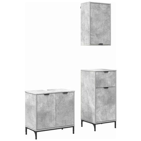 Set di mobili per il bagno con cassetto 3 pcs Grigio cemento - Foto 1