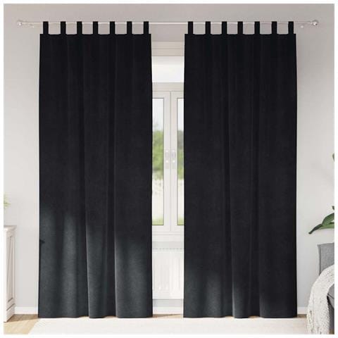 Tende con tende 2 pcs Nero 140 x 245 cm Velluto - Foto 2