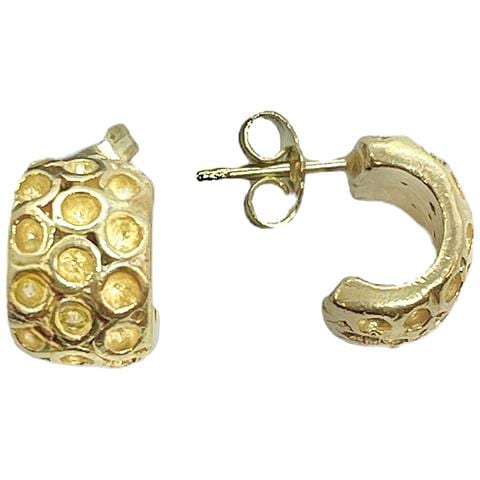 Mini Orecchino A Cerchio A Pois In Oro - Foto 1