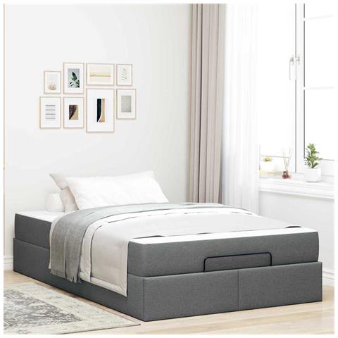 Struttura del letto Grigio scuro 120 x 190 cm Tessuto - Foto 2