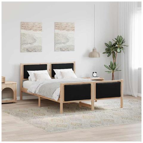 Struttura del letto con testiera Nero 135 x 190 cm Tessuto - Foto 2