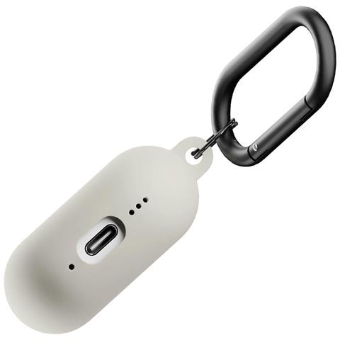 Custodia In Silicone Per Airpods 4 Con Moschettone In Metallo, Grigio - Foto 5