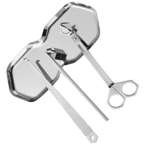 Set Di 4 Utensili Per Candele Aromaterapiche: Vassoio, Taglia Stoppino, Spegni Candela E Mestolo Silver - Foto 2