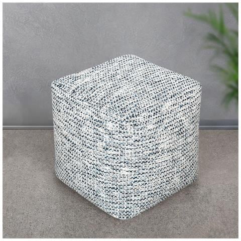 Ivor - Pouf In Lana Avorio Con Decoro 40 X 40 - Foto 1