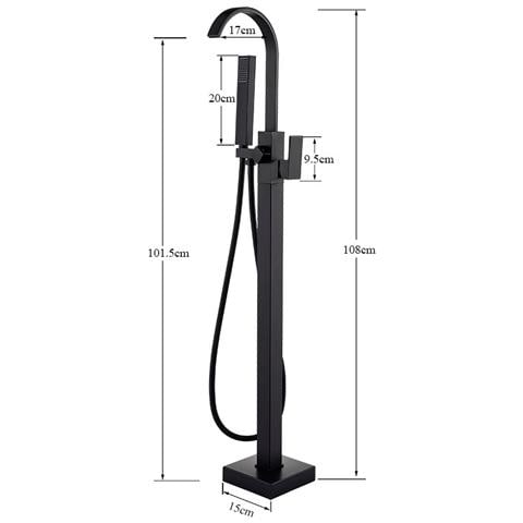 Rubinetto per vasca da bagno indipendente, Blackswan, tipo M18, modello nero opaco, misura 108 cm - Foto 4