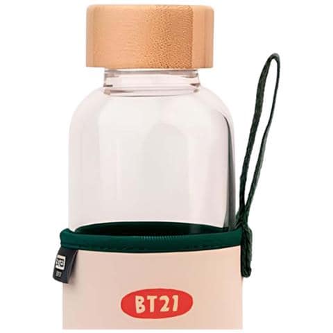 Borraccia In Vetro Riutilizzabile Da 500 Ml Con Motivo Koya E Custodia, Blanc / Vert - Foto 2