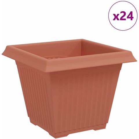 Vaso quadrato per fiori 24 pcs Rosso Mattone 38 x 38 x 30 cm - Foto 1