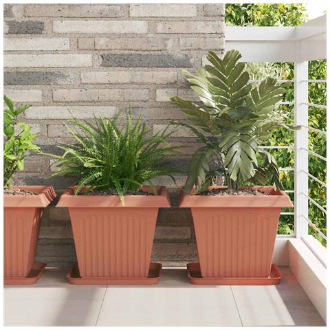 Vaso quadrato per fiori 24 pcs Rosso Mattone 38 x 38 x 30 cm - Foto 2