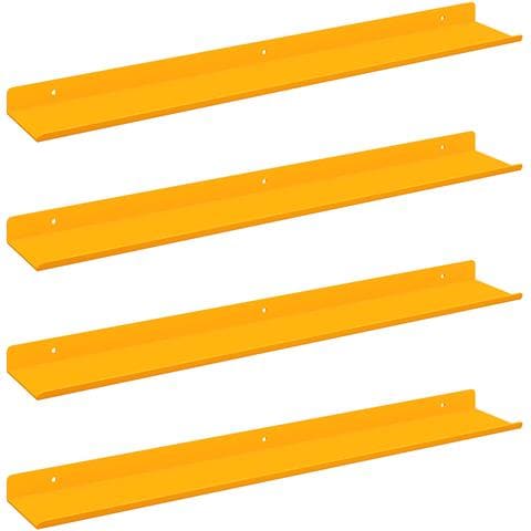 Scaffale da parete 4 pcs Giallo senape 60 x 9 x 2,5 cm - Foto 1