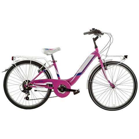 Bici Da Bambina Linea Venere Bimba Misura 24 Cambio 6v Bicicletta Da Ragazza Ven24cc City Bike Completa Di Accessori - 35 Fuxia - Foto 1