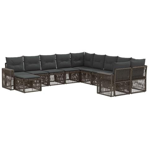 Set Divano da Giardino 11 pcs Grigio e Grigio Scuro polyrattan - Foto 1