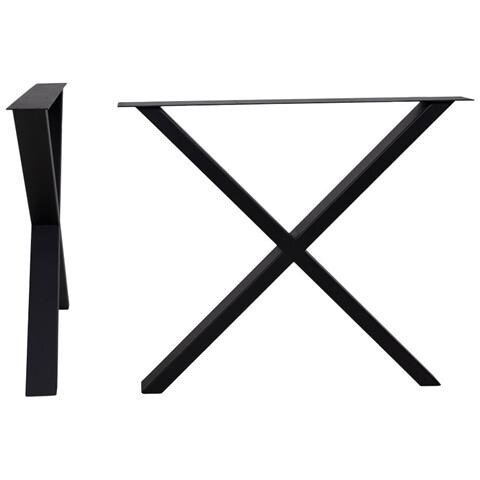 Gambe Nimes Design X Per Tavolo Da Pranzo In Acciaio Nero, 86×70,8 Cm - Foto 1