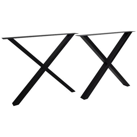 Gambe Nimes Design X Per Tavolo Da Pranzo In Acciaio Nero, 86×70,8 Cm - Foto 2