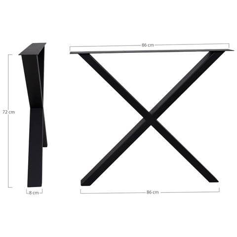 Gambe Nimes Design X Per Tavolo Da Pranzo In Acciaio Nero, 86×70,8 Cm - Foto 4
