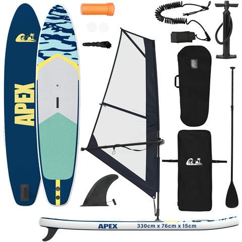 SUP gonfiabile con vela APEX 330 x 76 x 15 cm Blu per - Foto 1
