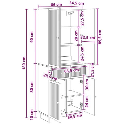 Set di armadi 2 pcs 66 x 34,5 x 90 cm Legno ingegnerizzato - Foto 9