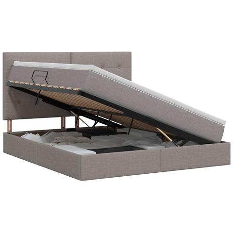 Letto con contenitore e materasso Tortora 160 x 200 cm Tessuto - Foto 1