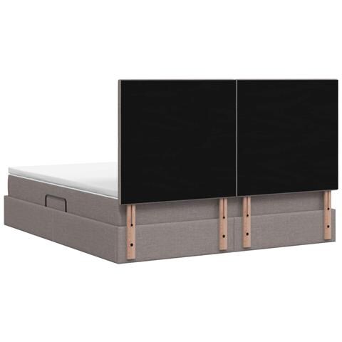Letto con contenitore e materasso Tortora 160 x 200 cm Tessuto - Foto 9