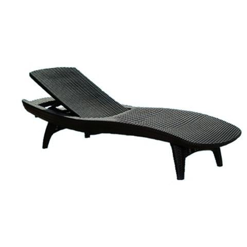 Lettino da giardino sdraio in resina effetto rattan 197x75 antracite - Foto 1