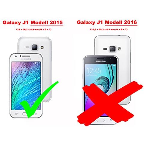 Custodia Compatibile Con Samsung Galaxy J1 2015 In Grigio Chiaro Marrone - Coperchio Protettiva Con Chiusura Magnetica, Funzione Stand E Tasca Per Le Carte - Foto 2