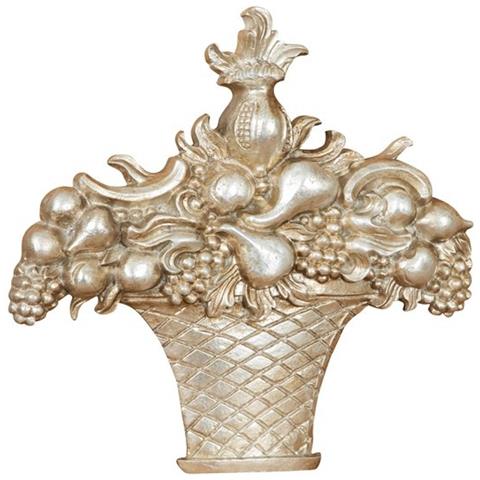 Fregio Cesto Frutta In Legno Finitura Argento Anticato Made In Italy - Foto 1