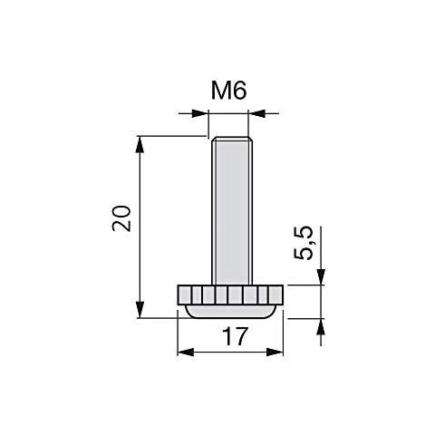 2020305 Piedino A Vite Regolabili Per Mobili, Zincato, M6 X 30mm, Set Di 20 Pezzi - Foto 2