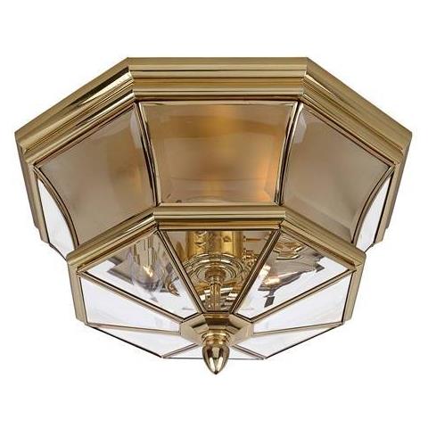 Plafoniera Da Esterno A 3 Luci Da Incasso In Ottone Lucido Ip44, Attacco E14 - Foto 1