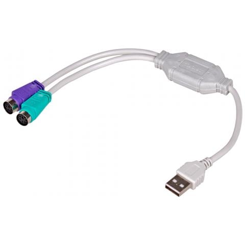AK-AD-15 cavo di interfaccia e adattatore USB A PS / 2 x2 Bianco - Foto 1