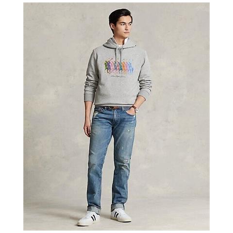 Ralph Lauren Uomo Felpa Con Cappuccio Polo E Big Pony Polsini A Coste Tg M - Foto 4