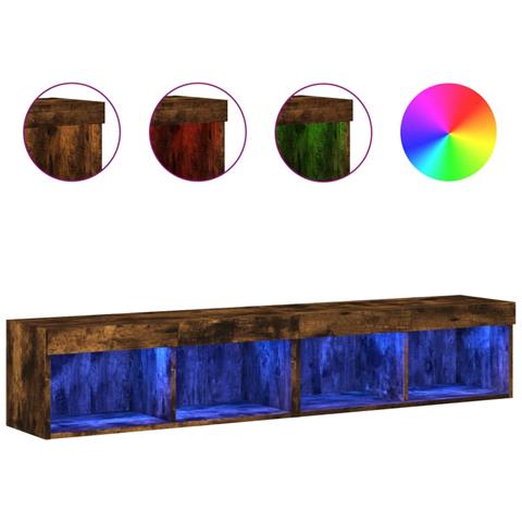 Mobili Porta Tv Con Luci Led 2 Pz Rovere Fumo 80x30x30 Cm - Foto 2