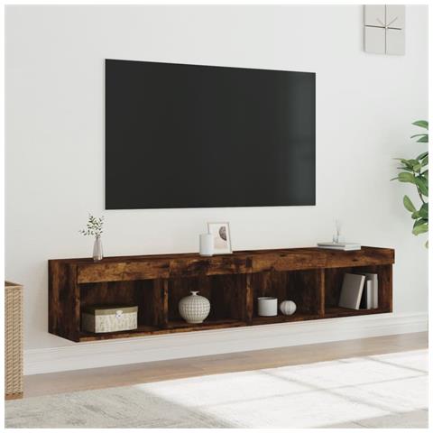 Mobili Porta Tv Con Luci Led 2 Pz Rovere Fumo 80x30x30 Cm - Foto 1