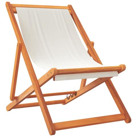 Sedie Da Spiaggia Pieghevoli 2 Pz Bianco Crema In Tessuto - Foto 3