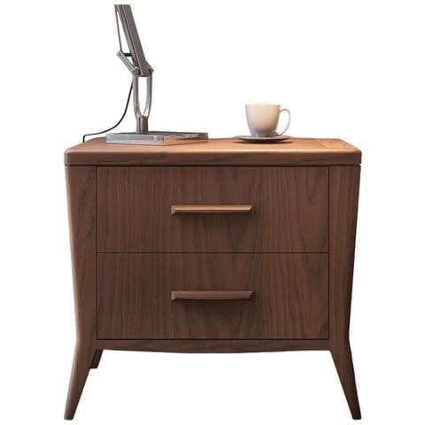 Comodino 2 Cassetti Sagomato In Legno Masselo Tinta Naturale L. 58 P. 40 H. 53 - Foto 1