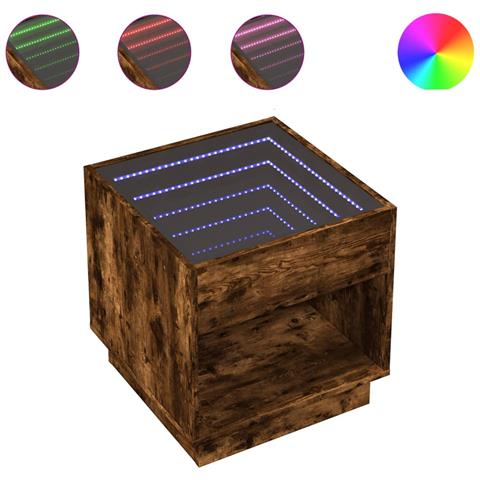 Comodino Con Led Infinity Rovere Fumo 50x50x50 Cm - Foto 2