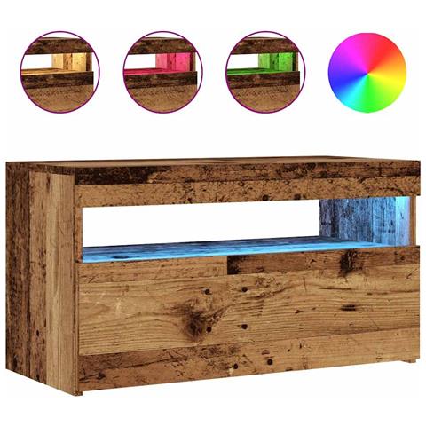 Mobile Porta Tv Con Led Legno Antico 75x35x40 Cm Multistrato - Foto 2