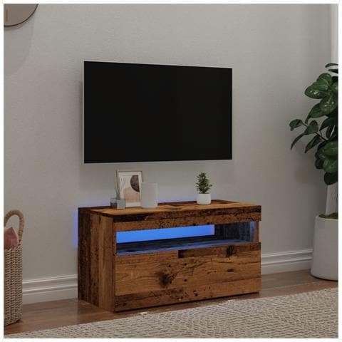 Mobile Porta Tv Con Led Legno Antico 75x35x40 Cm Multistrato - Foto 1