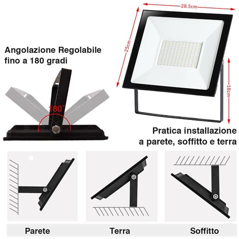 Set 2 Fari Led 100W Luce Alta Luminosita 8000lm Bianco Faro Faretti Esterno Slim - Foto 4