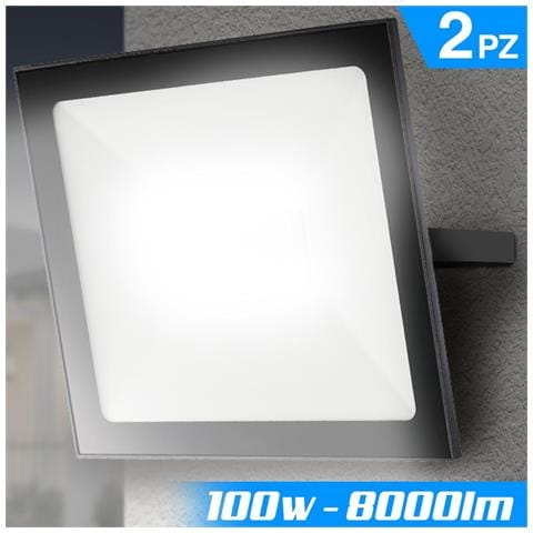 Set 2 Fari Led 100W Luce Alta Luminosita 8000lm Bianco Faro Faretti Esterno Slim - Foto 1