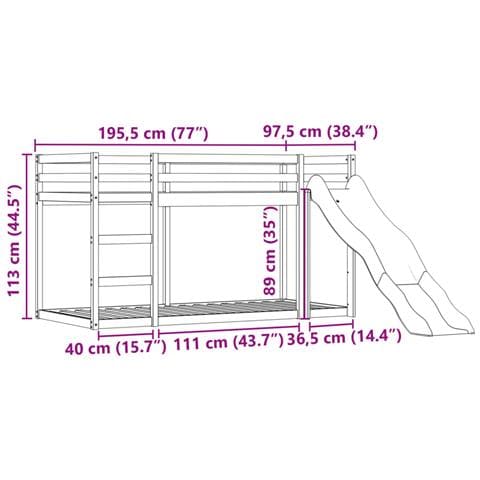 Letto a Castello con Scivolo e Tende Blu 90x190 cm - Foto 2