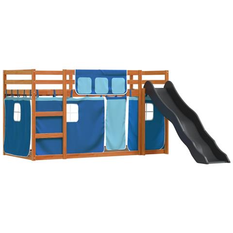 Letto a Castello con Scivolo e Tende Blu 90x190 cm - Foto 10