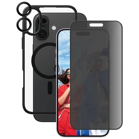 Pacchetto Di Protezione Per Apple Iphone 16 Plus Flagship Series 3-in-1 Privacy, Nero Transparente - Foto 1