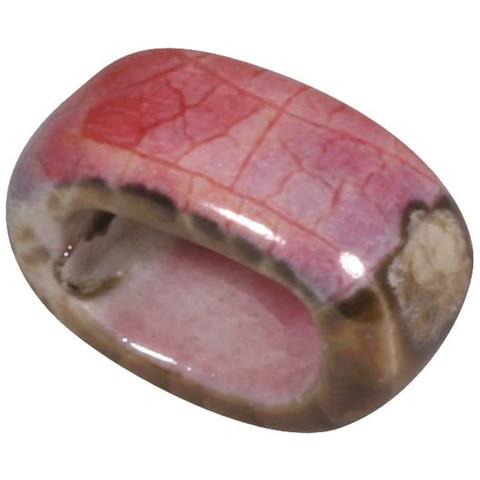 Perlina Forma Ovale In Ceramica Ø1,8cm - Colore Rosso Mattone - Foto 1