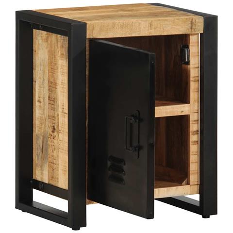 Comodini 2 Pz In Legno Massello Di Mango Grezzo - Foto 3