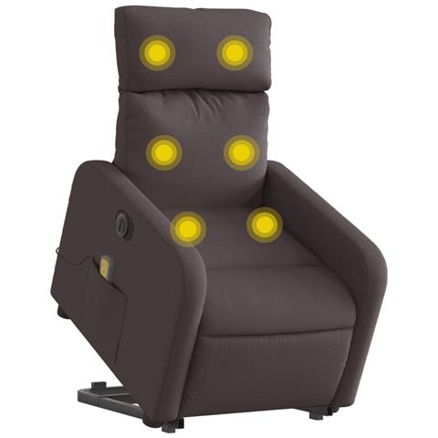 Poltrona Alzapersona Massaggio Elettrica Marrone Scuro Tessuto - Foto 3
