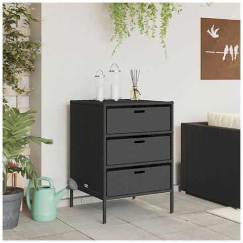 Lusso Casadino - Armadietto Portaoggetti Da Giardino Nero 55x59x80cm Polyrattan - Foto 2